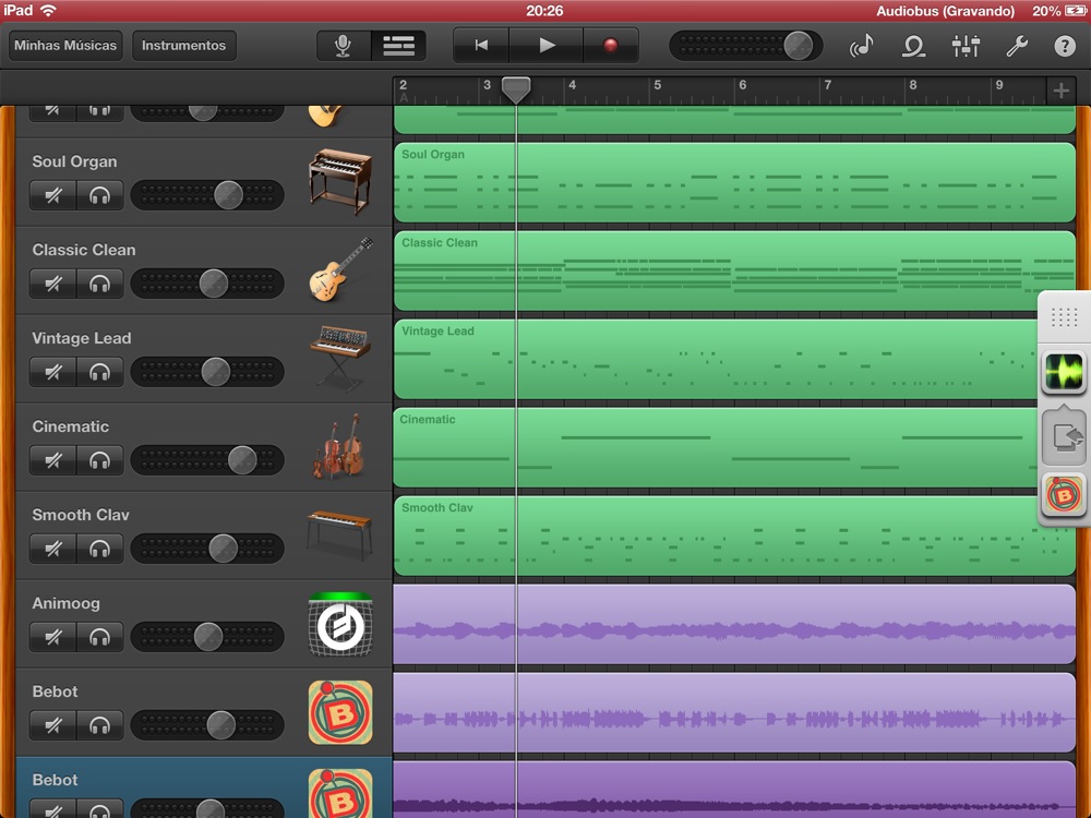garageband para ipad e iphone com 16 ou 24 pistas