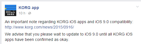 korg ios Imagem histórica · iOS 9 e Apps Musicais: não atualize no lançamento