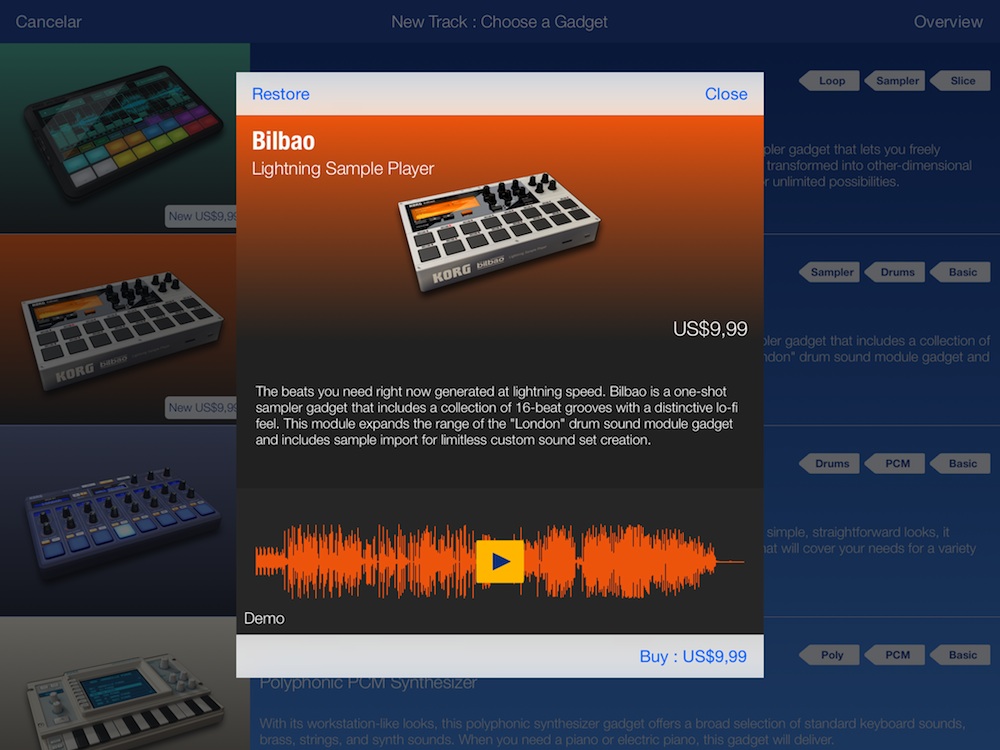 Imagem histórica · Korg Gadget atualizado! Versão Santa Clara traz novos gadgets, landscape mode e MIDI CCs