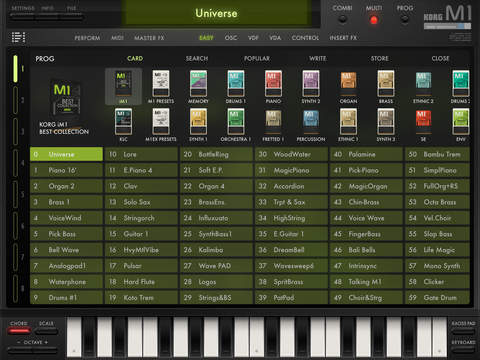 Imagem histórica · Korg iM1 para iPad, versão do clássico teclado Korg M1, já na App Store!