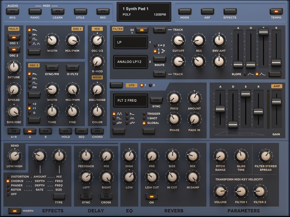 synth pad1 Imagem histórica · Criando timbres de synth pads com o Sunrizer para iPad