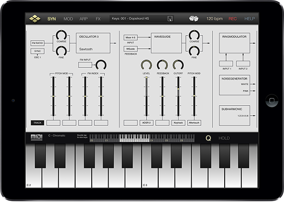 Imagem histórica · Tera Synth: novo sintetizador para iPad explora conceito modular sem cabos virtuais